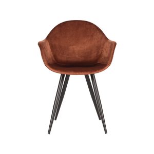 LABEL51 Eetkamerstoel Forli – Oranje Velvet – Zithoogte 48cm – Set van