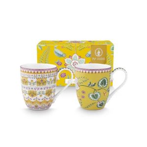 Pip Studio Mokken – Lily&Lotus – Geel – 450ml – Set van 2 Pip Studio Mokken – Lily&Lotus – Geel – 450ml – Set van 2