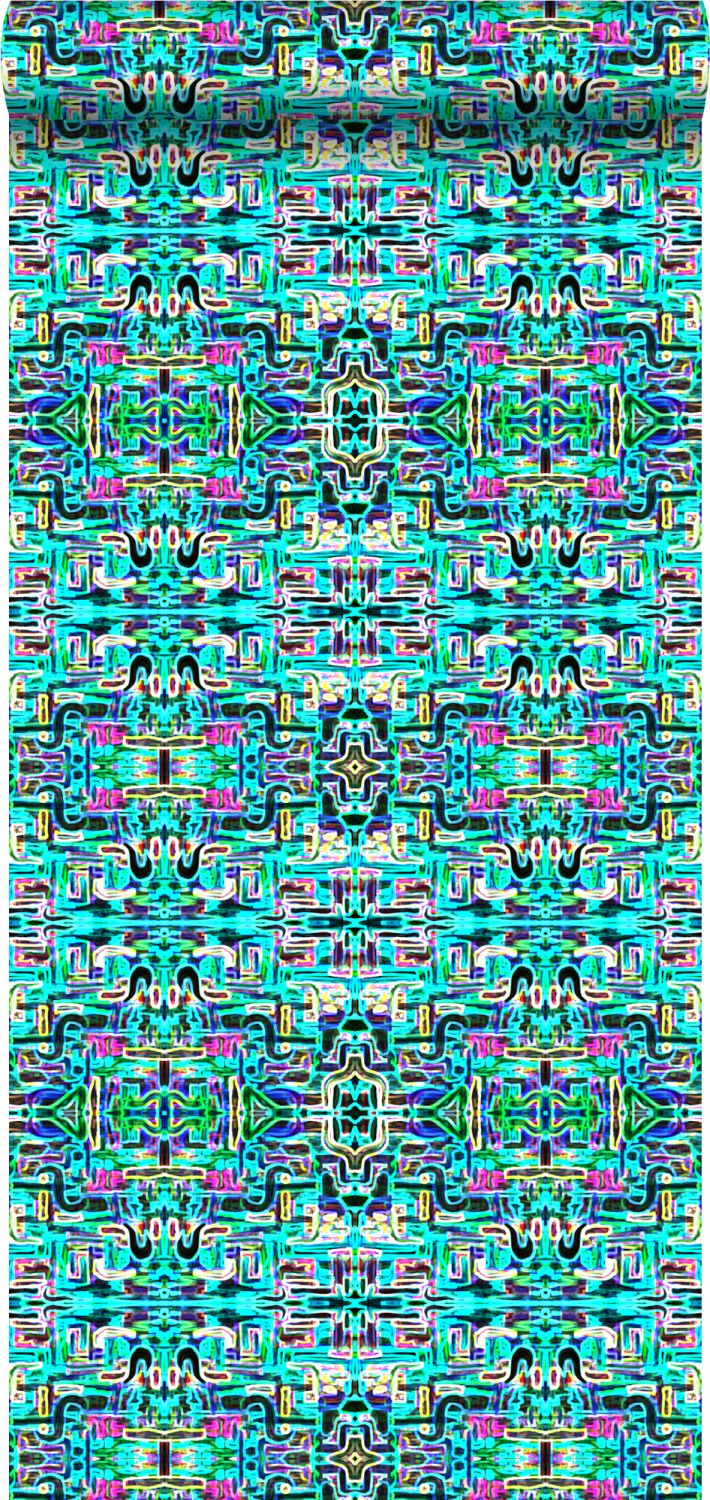 Origin Wallcoverings XXL behang jungle fever motief turquoise - 50 x 9