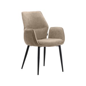 LABEL51 Eetkamerstoel Morris – Beige Stof – Zithoogte 48cm – Set van 2