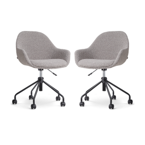 Nolon Nout-Mae Bureaustoelen Set van 2 – Bouclé Taupe – Zwart Nolon Nout-Mae Bureaustoelen Set van 2 – Bouclé Taupe – Zwart