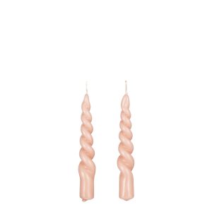 Mica Decorations Twist Kaars – Set van 2 – H15 cm – Roze, glanzend Mica Decorations Twist Kaars – Set van 2 – H15 cm – Roze, glanzend