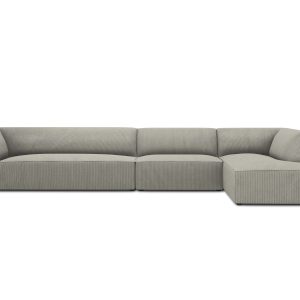 Micadoni rechter hoekbank Ruby 5-zits, ribfluwelen, lichtgrijs – 180×3 Micadoni rechter hoekbank Ruby 5-zits, ribfluwelen, lichtgrijs – 180×3