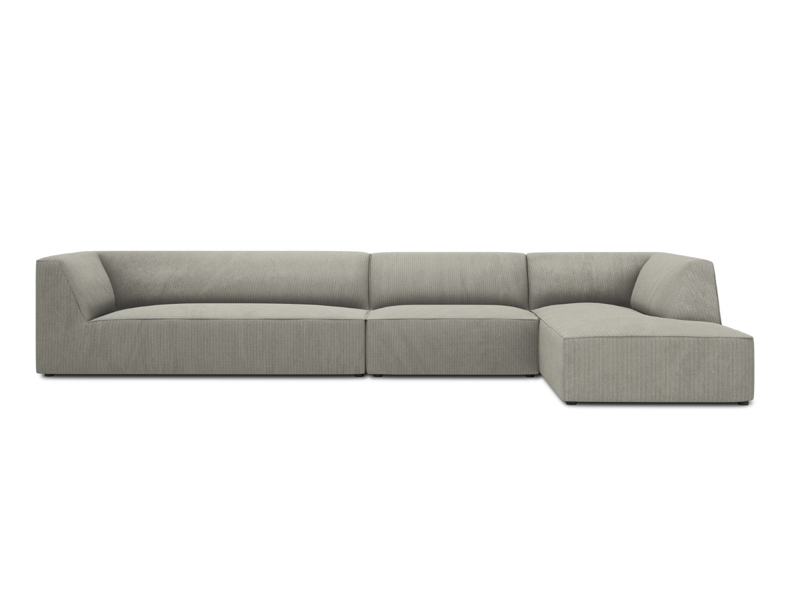 Micadoni rechter hoekbank Ruby 5-zits, ribfluwelen, lichtgrijs - 180x3