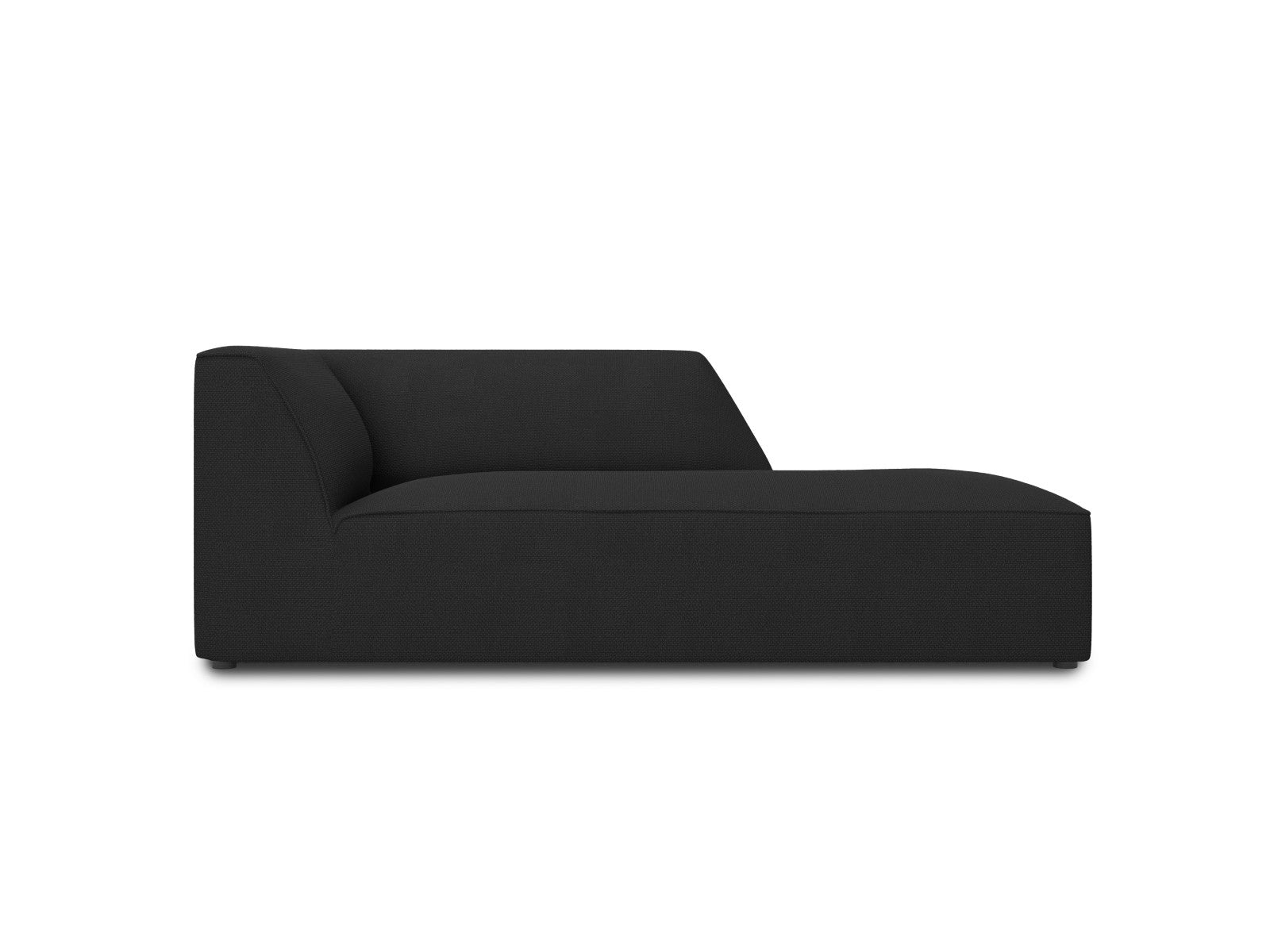 Micadoni rechter chaise longue Ruby structurele stof, zwart - 180x93x6