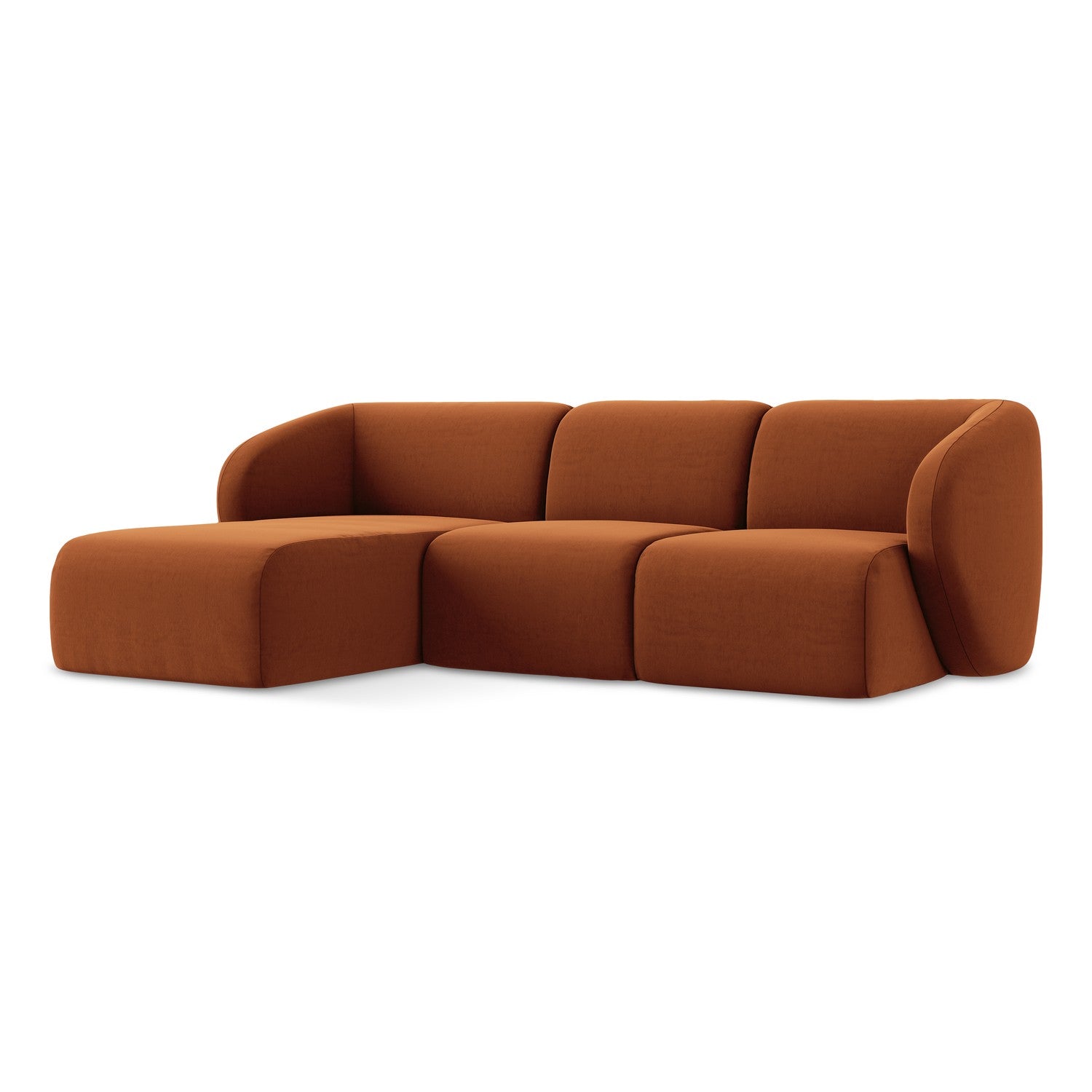 LaMiaSofa hoekbank links Cervo - velours - terracotta - 248x166x77