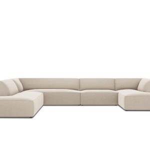 Micadoni Panoramische hoekbank links Ruby 7-zits, flueel, beige – 273x Micadoni Panoramische hoekbank links Ruby 7-zits, flueel, beige – 273x