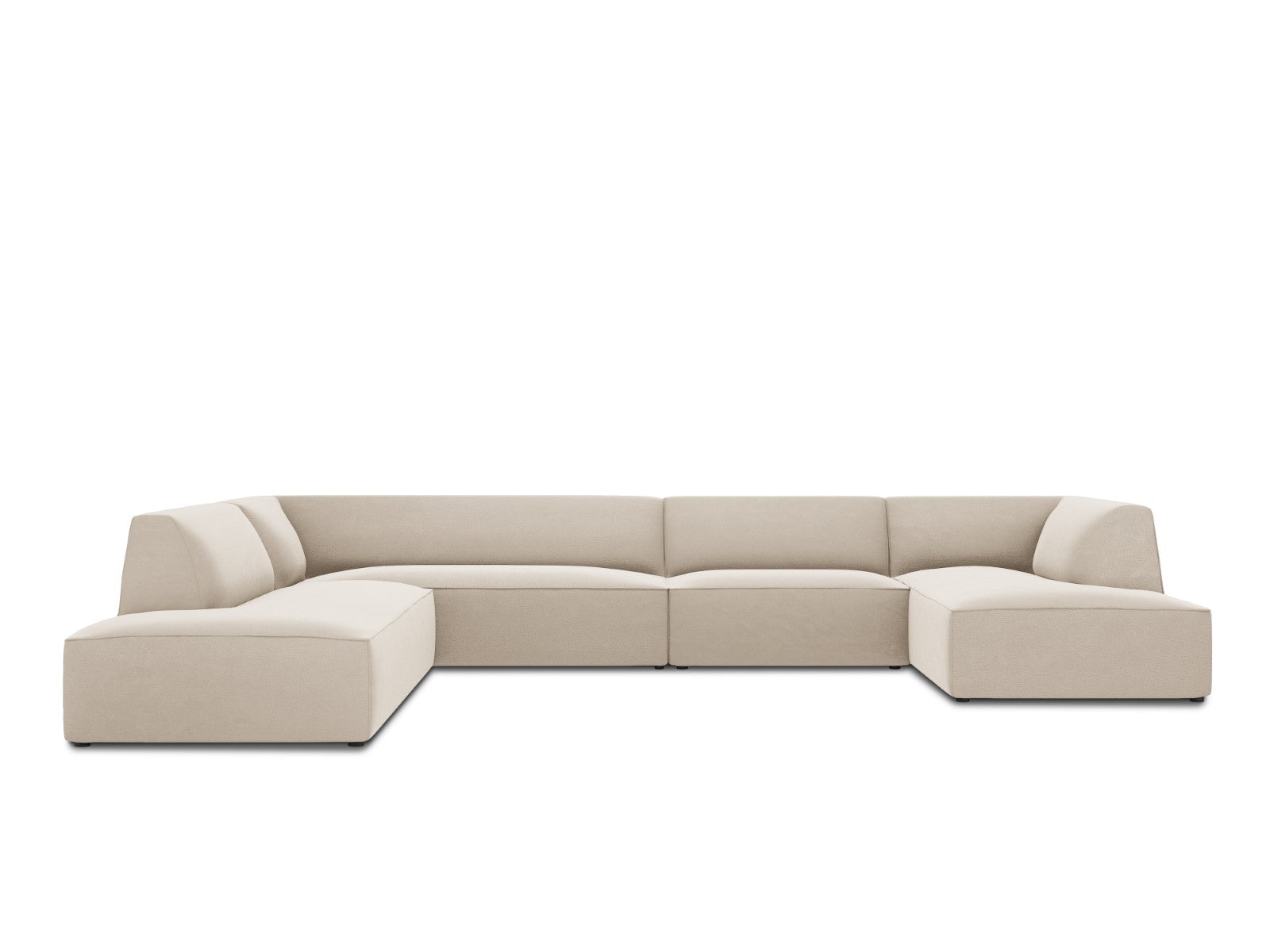 Micadoni Panoramische hoekbank links Ruby 7-zits, flueel, beige - 273x
