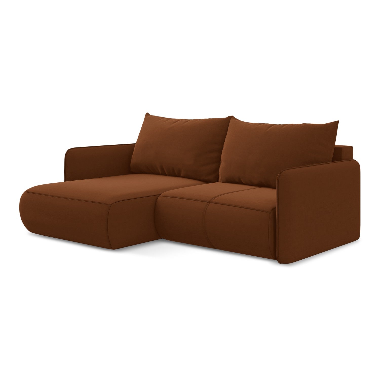 LaMiaSofa hoekbank links Palermo - velours - terracotta - 207x148x86
