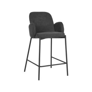 LABEL51 Barkruk Jari – Antraciet Stof – Zithoogte 65cm – Set van 2 LABEL51 Barkruk Jari – Antraciet Stof – Zithoogte 65cm – Set van 2