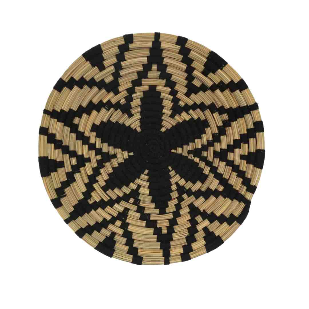 NOA MAY Schaal Bahia - naturel/zwart - palm - Ø 40 cm x H 5 cm - Marra