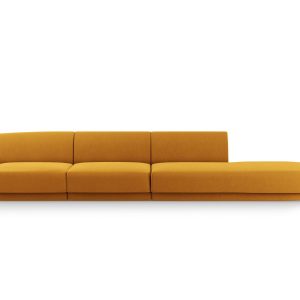 Micadoni Rechte bank Miley 4-zits, flueel, geel – 90x323x70cm Micadoni Rechte bank Miley 4-zits, flueel, geel – 90x323x70cm