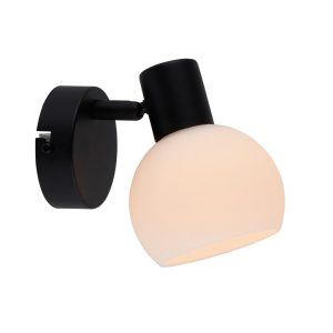 Lighto | Art deco spot zwart met opaal glas | Juna Lighto | Art deco spot zwart met opaal glas | Juna