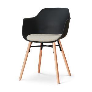 Nolon Nena-Liz Eetkamerstoel Zwart met Naturelbeige Zitkussen Houten P Nolon Nena-Liz Eetkamerstoel Zwart met Naturelbeige Zitkussen Houten P