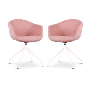 Nolon Nola-Otis Draaibare Eetkamerstoelen Set – Zacht Roze – Wit Nolon Nola-Otis Draaibare Eetkamerstoelen Set – Zacht Roze – Wit
