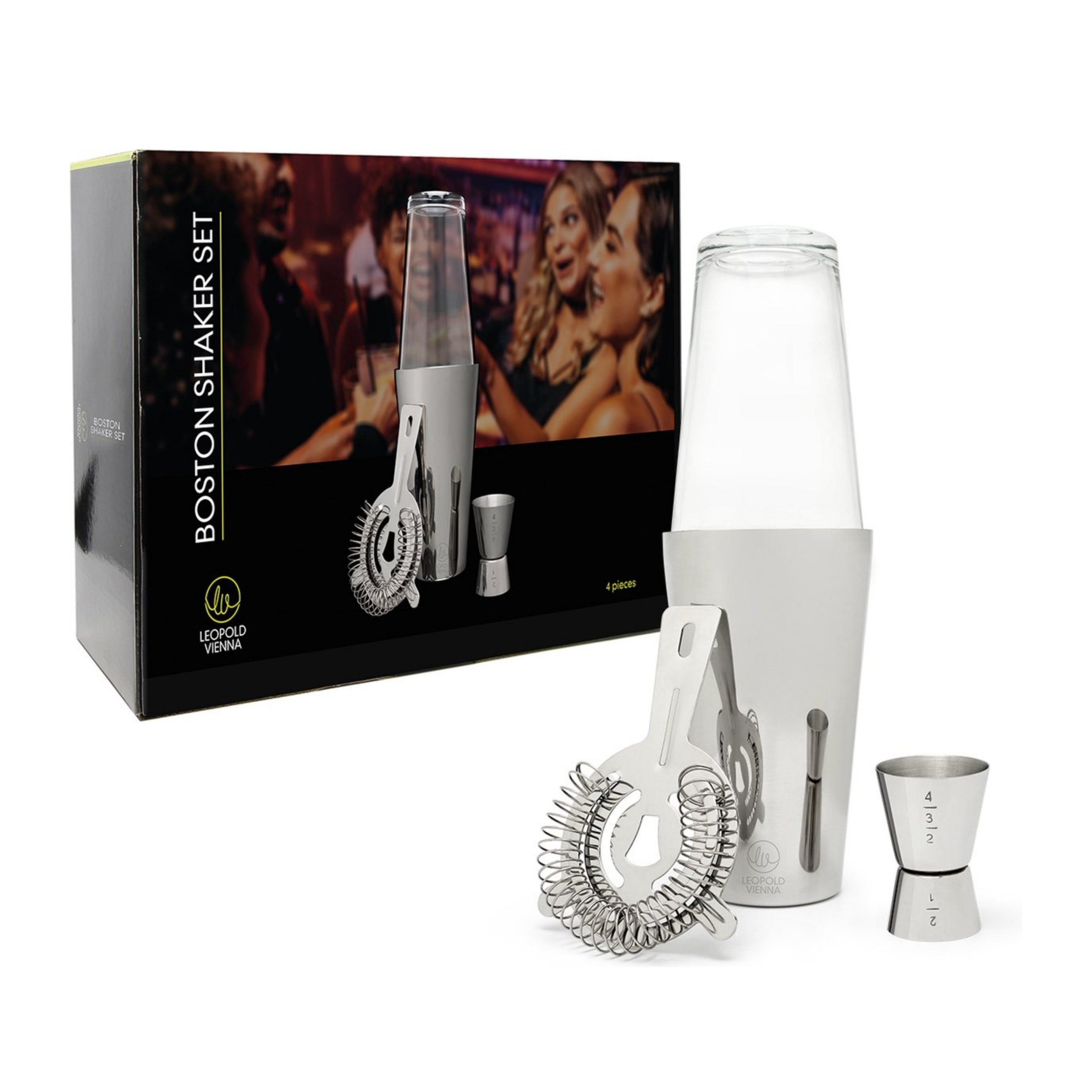 Leopold Vienna - Cocktail set Boston RVS (cocktail shaker, zeef, jigge