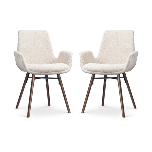 Nolon Nena-Eef Eetkamerstoelen Set van 2 – Bouclé Beige – Walnoot Hout Nolon Nena-Eef Eetkamerstoelen Set van 2 – Bouclé Beige – Walnoot Hout