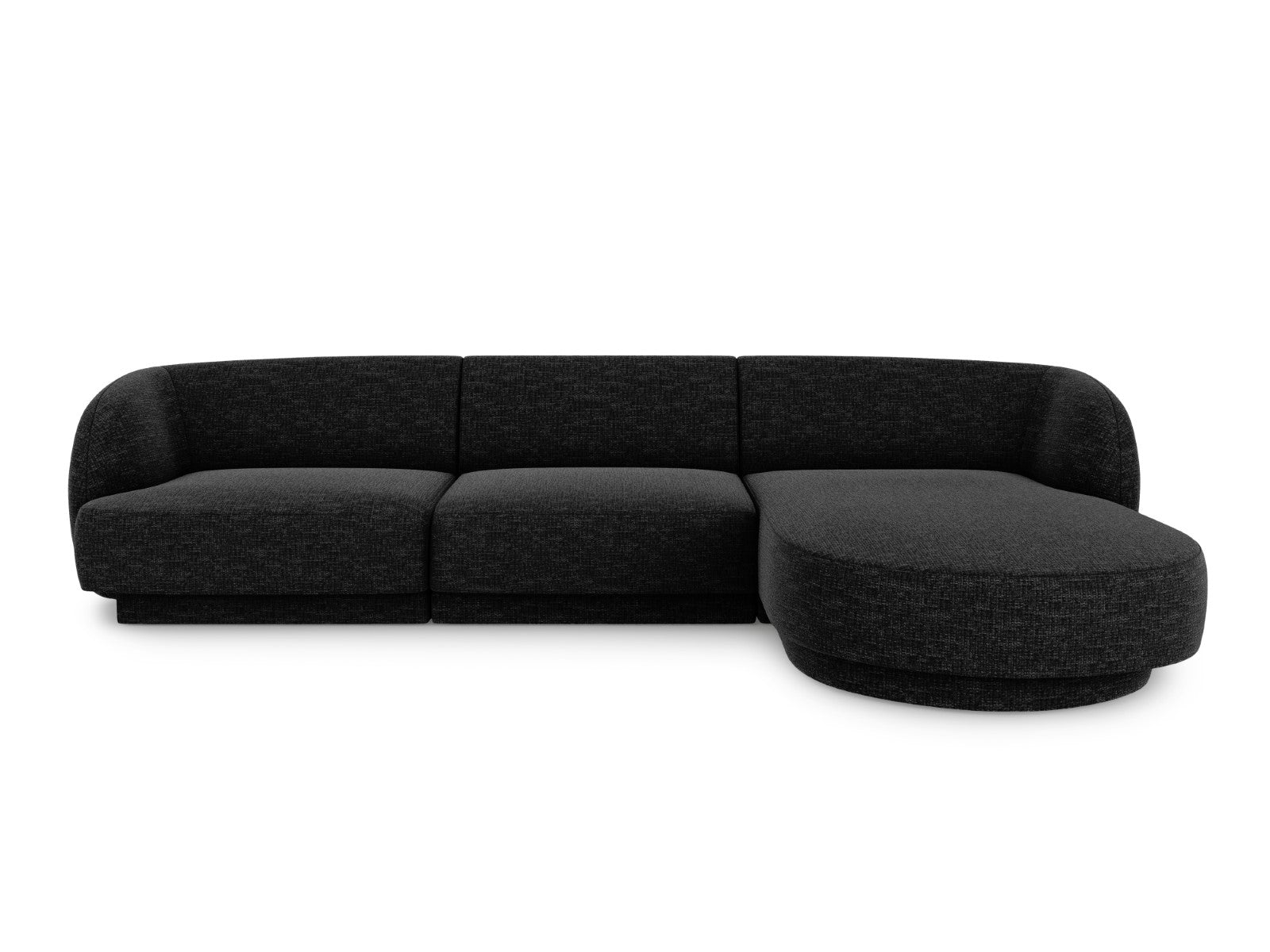 Micadoni rechter hoekbank Miley 4-zits, chenille, zwart - 156x255x70cm
