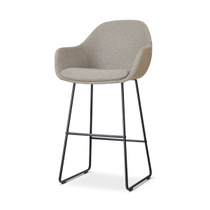 Nolon Nino-Mae Barkruk Warm Grijs – met Armleuning – Zwart – 75 cm
