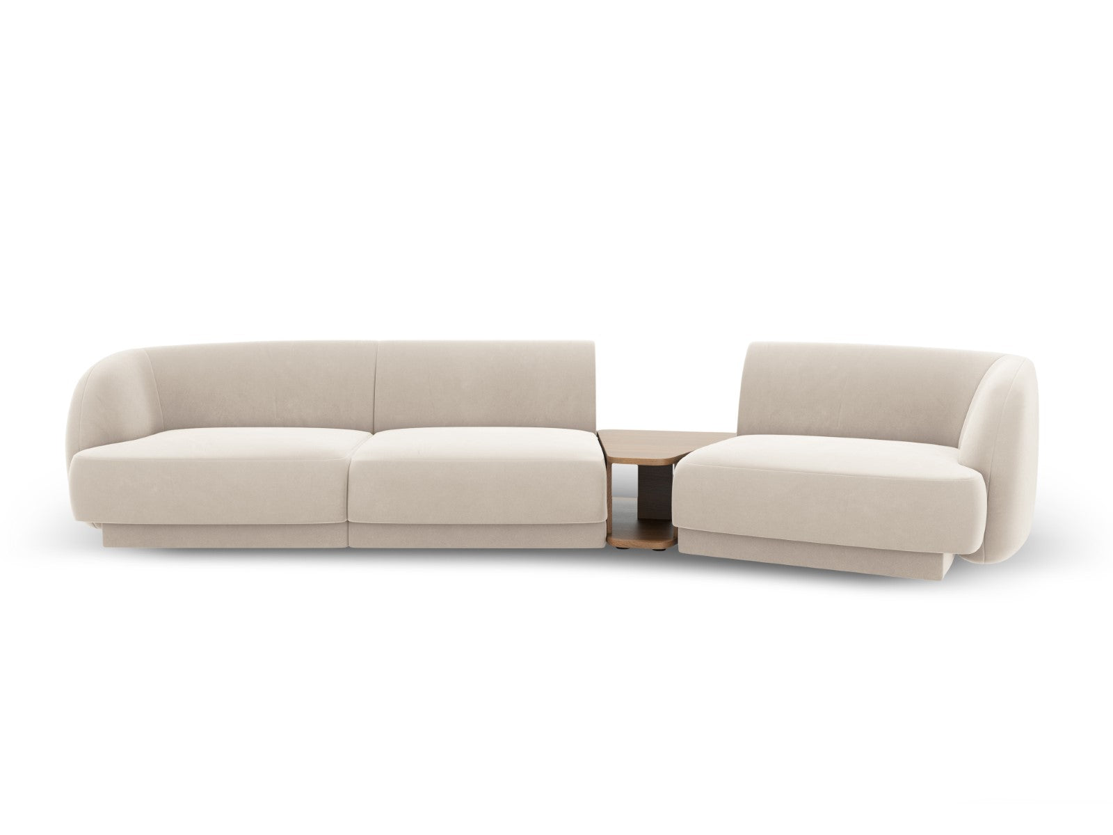 Micadoni Rechte modulaire bank Miley 3-zits, flueel, lichtbeige - 126x