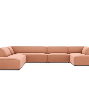 Micadoni Panoramische hoekbank links Ruby 7-zits, flueel, roze – 273×3 Micadoni Panoramische hoekbank links Ruby 7-zits, flueel, roze – 273×3