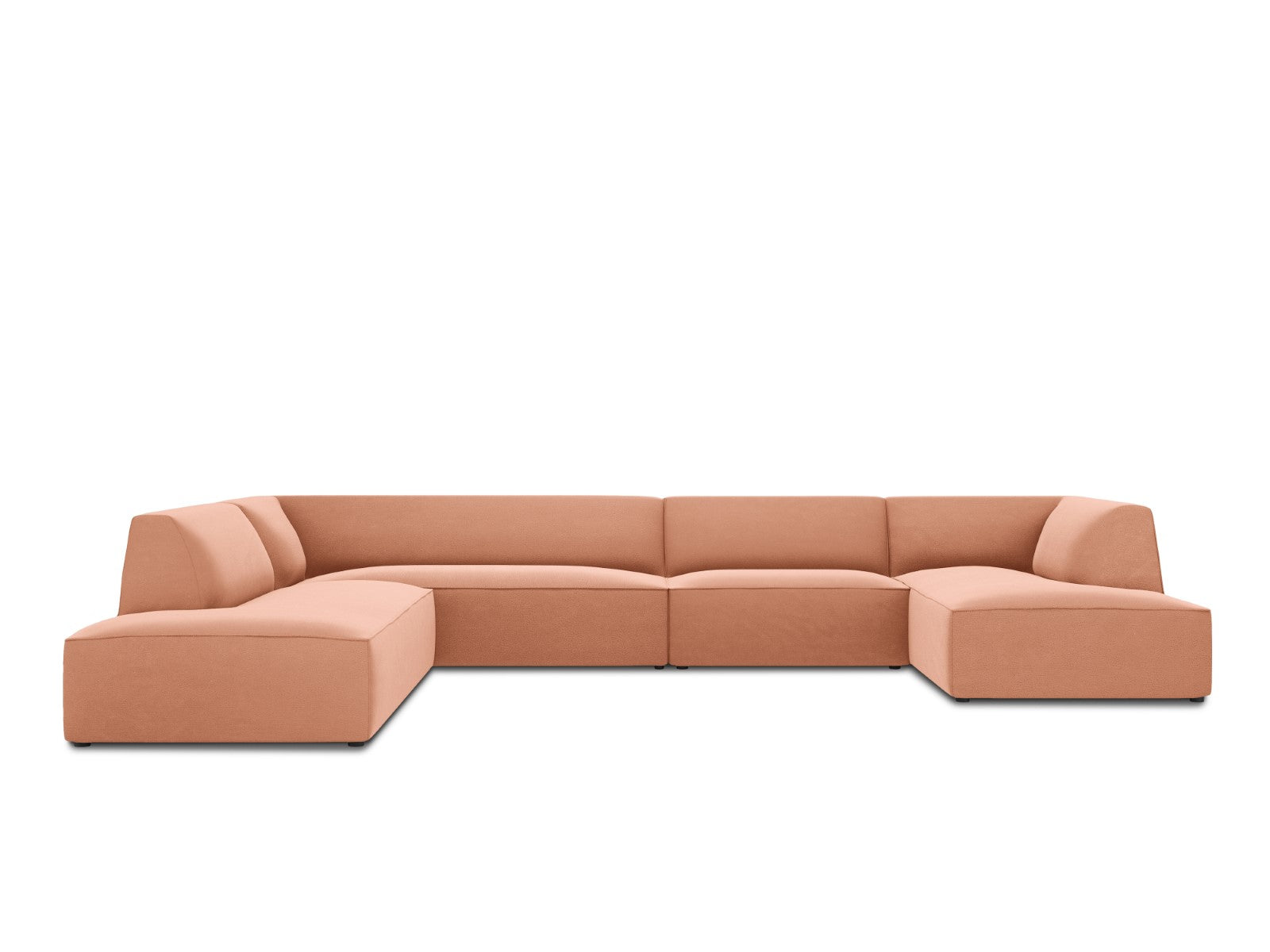 Micadoni Panoramische hoekbank links Ruby 7-zits, flueel, roze - 273x3