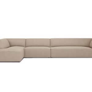 Micadoni linker hoekbank Ruby 5-zits, structurele stof, donkerbeige – Micadoni linker hoekbank Ruby 5-zits, structurele stof, donkerbeige –