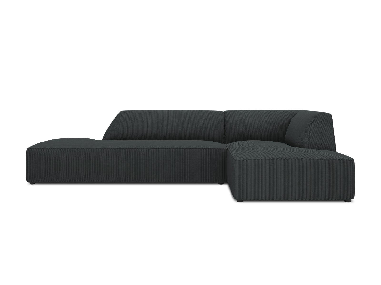 Micadoni rechter hoekbank Ruby 4-zits, ribfluwelen, zwart - 180x273x69