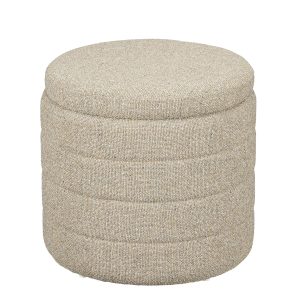 Mica Decorations Poef met Opbergruimte – H41 x Ø42 cm – Beige Mica Decorations Poef met Opbergruimte – H41 x Ø42 cm – Beige
