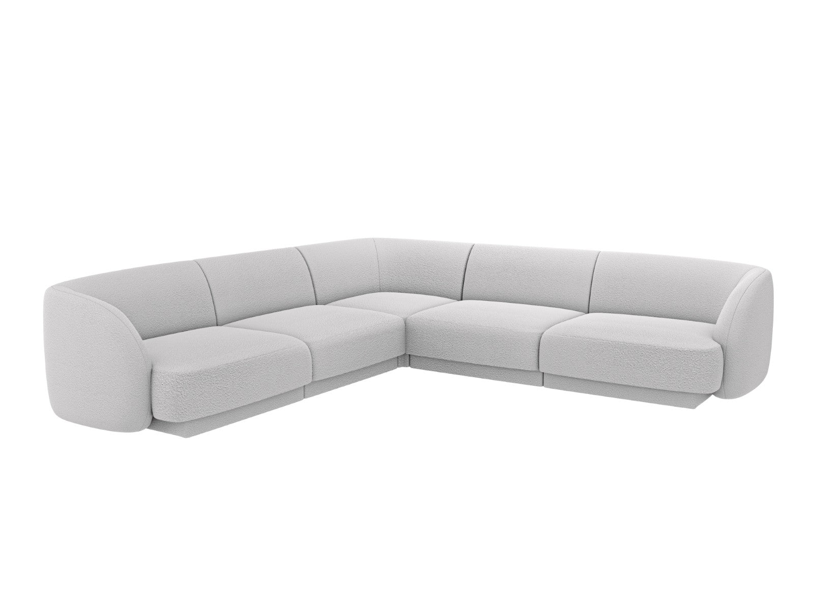 Micadoni Symmetrische hoekbank Miley 5-zits, boucle lichtgrijs - 255x2