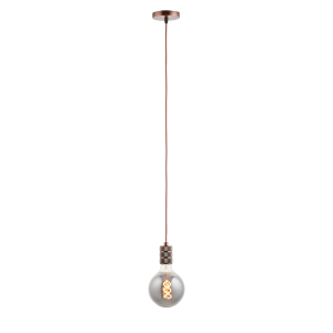 Lighto | Pendel Koper | Inclusief Lichtbron Rookglas | Retro | 1.5m Sn Lighto | Pendel Koper | Inclusief Lichtbron Rookglas | Retro | 1.5m Sn
