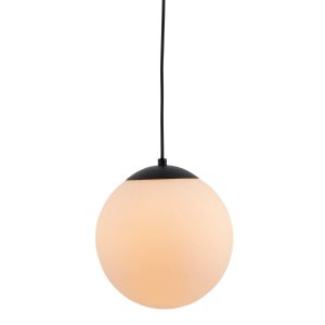 Lighto | Hanglamp cafe zwart met opaal glas 20 cm Ø | Evie Lighto | Hanglamp cafe zwart met opaal glas 20 cm Ø | Evie