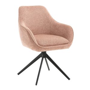 Livingfurn eetkamerstoel Thomas Brique – roze – stof – set van 2 Livingfurn eetkamerstoel Thomas Brique – roze – stof – set van 2