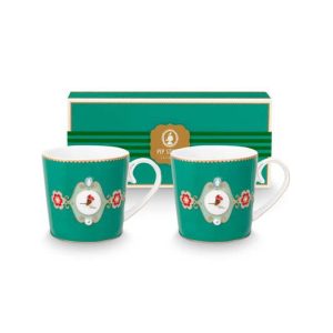 Pip Studio Mokken – Love Birds Medallion – Groen – 300ml – Set van 2