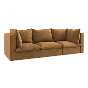 LaMiaSofa 3-zits bank Ravenna – textuurstof – terracotta – 255x90x77