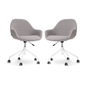 Nolon Nout-Mae Bureaustoelen Set van 2 – Bouclé Taupe – Wit Nolon Nout-Mae Bureaustoelen Set van 2 – Bouclé Taupe – Wit