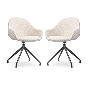 Nolon Nola-Mae Draaibare Eetkamerstoelen Bouclé Beige – Zwart – 2x Nolon Nola-Mae Draaibare Eetkamerstoelen Bouclé Beige – Zwart – 2x