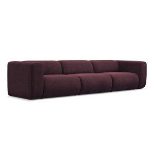 LaMiaSofa 4-zits bank Bari – chenille stof – bordeaux – 319x89x70