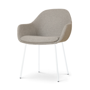 Nolon Nora-Mae Eetkamerstoel Warm Grijs – Armleuning – Witte Poten