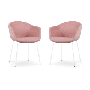 Nolon Nora-Otis Eetkamerstoelen Set van 2 – Zacht Roze – Witte Poten Nolon Nora-Otis Eetkamerstoelen Set van 2 – Zacht Roze – Witte Poten