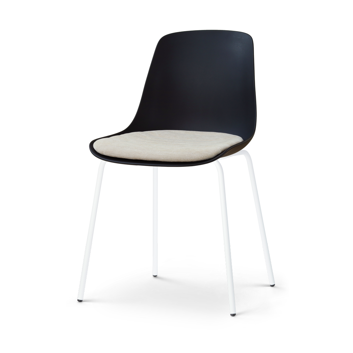 Nolon Nora-Liv eetkamerstoel zwart met naturelbeige zitkussen - wit on