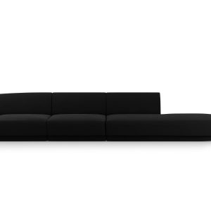 Micadoni Rechte bank Miley 4-zits, flueel, zwart – 90x323x70cm Micadoni Rechte bank Miley 4-zits, flueel, zwart – 90x323x70cm
