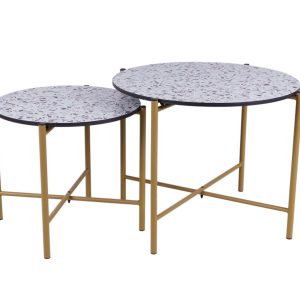 MaximaVida salontafel set Lucca 62 en 49 cm kruisframe champagne goud MaximaVida salontafel set Lucca 62 en 49 cm kruisframe champagne goud