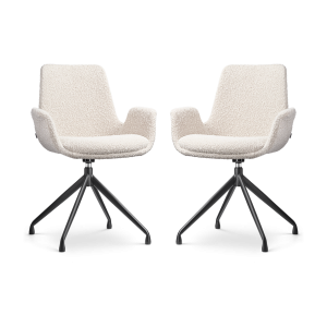 Nolon Nola-Eef Draaibare Eetkamerstoelen Bouclé Beige – Zwart – 2x Nolon Nola-Eef Draaibare Eetkamerstoelen Bouclé Beige – Zwart – 2x