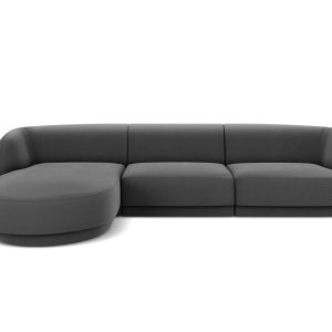 Micadoni linker hoekbank Miley 4-zits, flueel, grijs – 156x255x70cm Micadoni linker hoekbank Miley 4-zits, flueel, grijs – 156x255x70cm