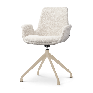Nolon Nola-Eef draaibare eetkamerstoel bouclé beige beige onderstel Nolon Nola-Eef draaibare eetkamerstoel bouclé beige beige onderstel