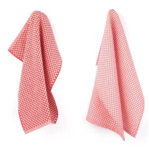Luxe Keukendoek en Theedoek Kleine Ruit Rood – Bunzlau Castle – 100% b