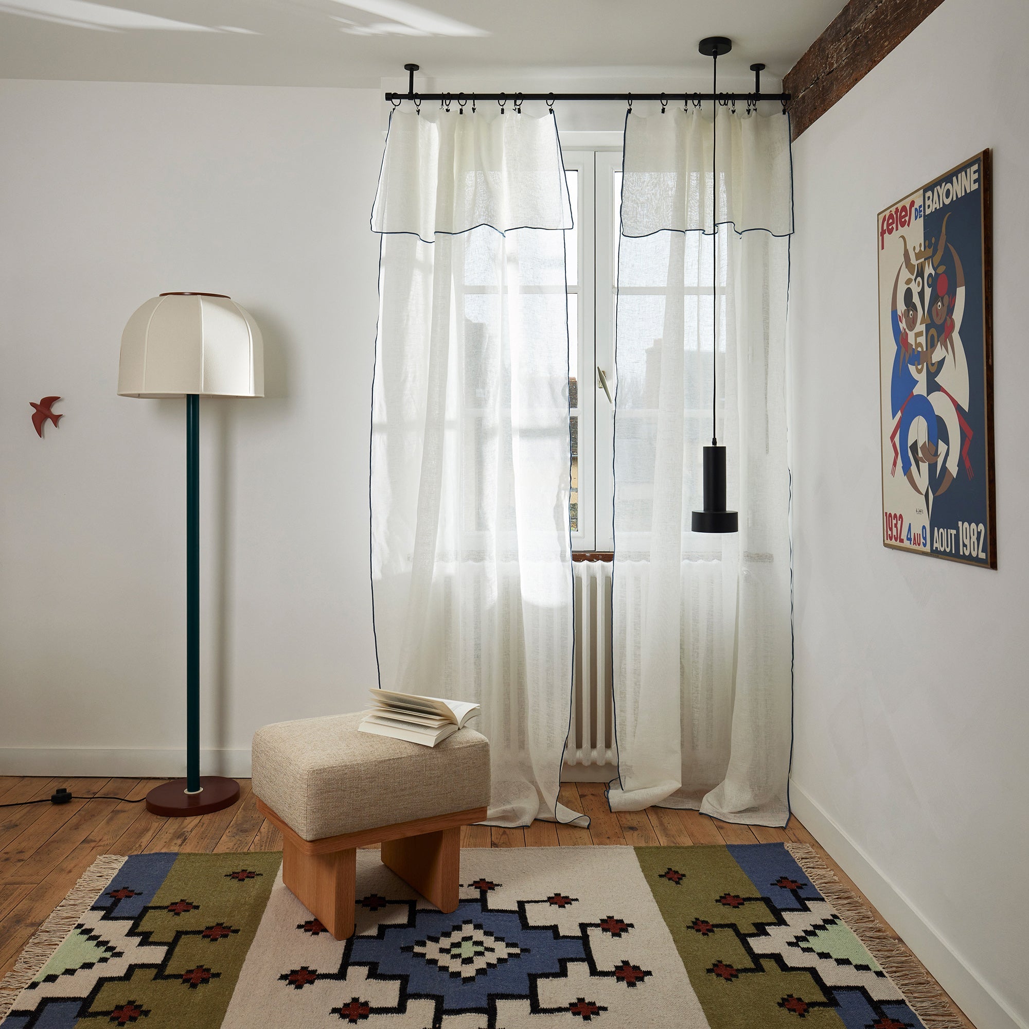 Madura Veiling Shadow hommel puur wit en indigo 200x280 cm
