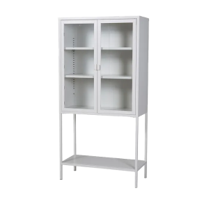 Nest living Claes Metalen Vitrinekast met Glazen Deuren – B 75 cm – Wi Nest living Claes Metalen Vitrinekast met Glazen Deuren – B 75 cm – Wi