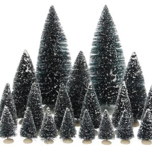LuVille Kerstdorp Miniatuur Bristle Bomen – 21 Stuks – H22 x Ø8 cm LuVille Kerstdorp Miniatuur Bristle Bomen – 21 Stuks – H22 x Ø8 cm